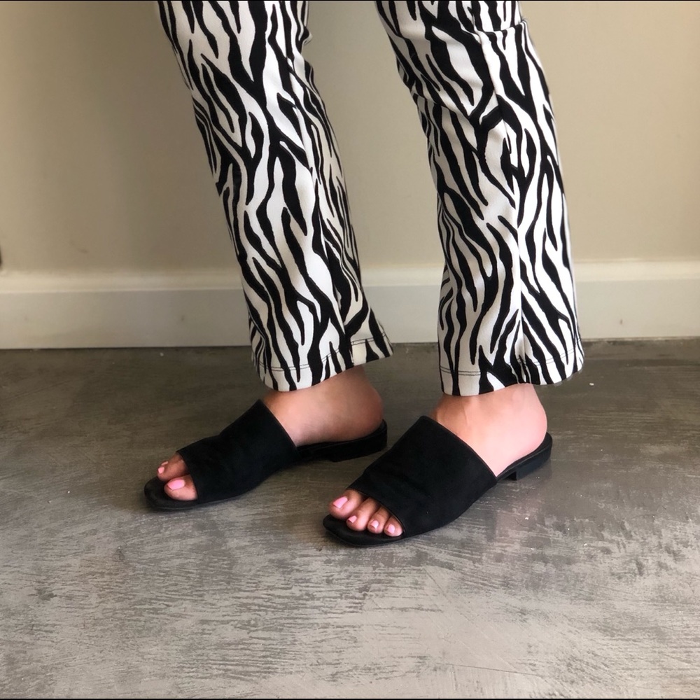 Black suede mules